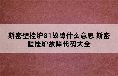 斯密壁挂炉81故障什么意思 斯密壁挂炉故障代码大全